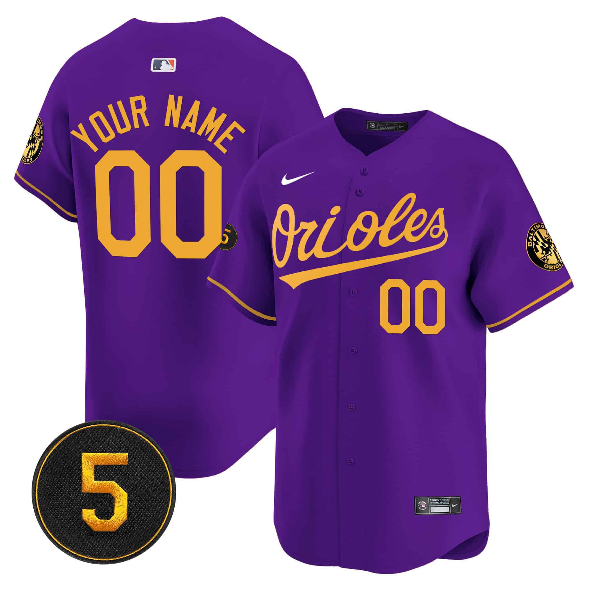 Men Baltimore Orioles Purple 2024 Nike Robinson Patch Vapor Premier Limited Custom MLB Jersey->->